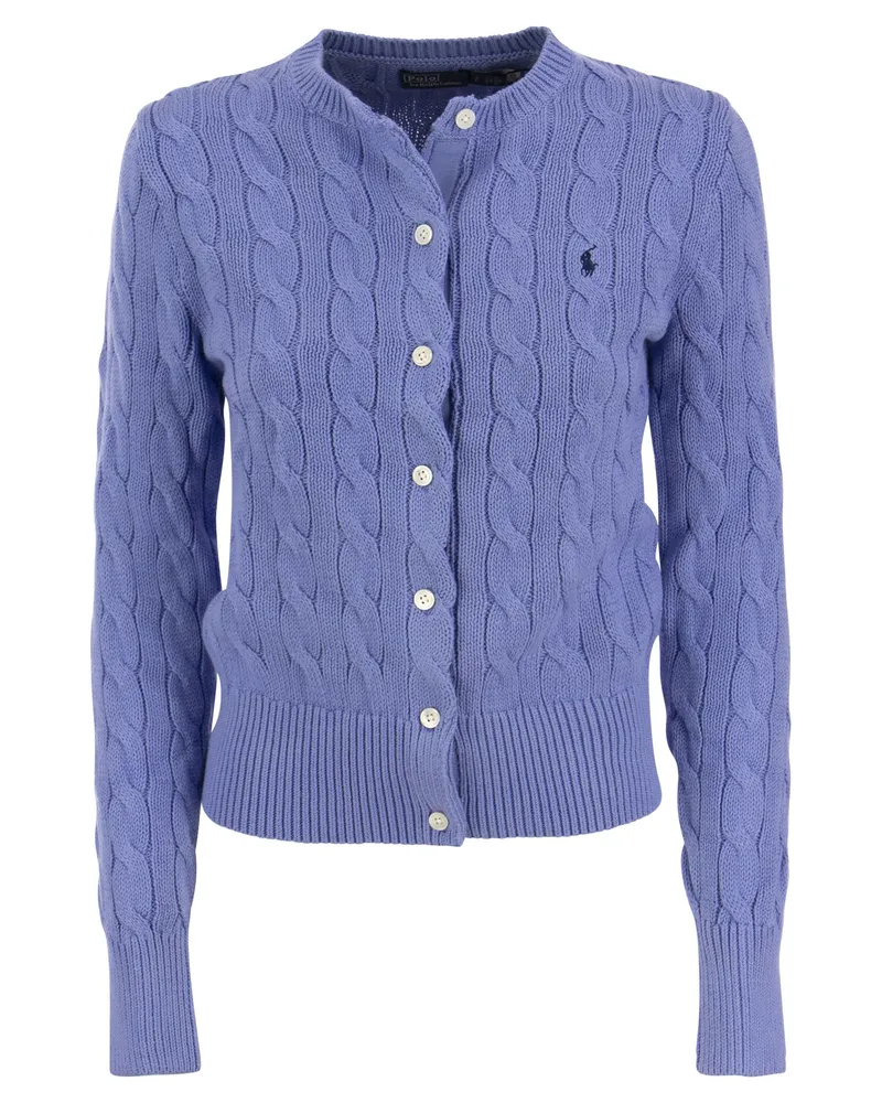 Ralph Lauren geflochtene Baumwoll -Strickjacke Blue