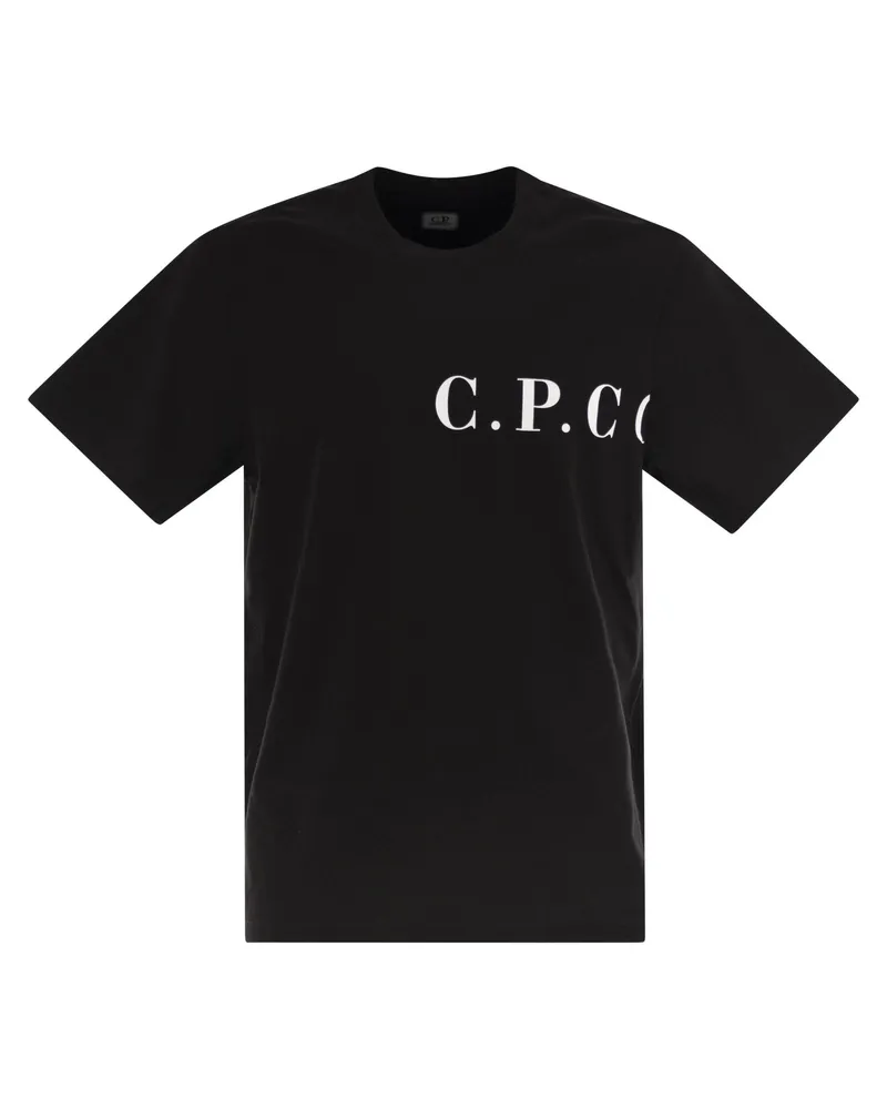 C.P. Company T -Shirt mit Logo -Druck auf Brust und Rücken Black