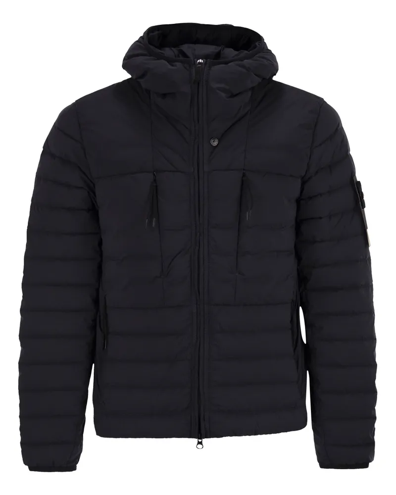 Stone Island Wasserschutzjacke mit Kapuze Navy