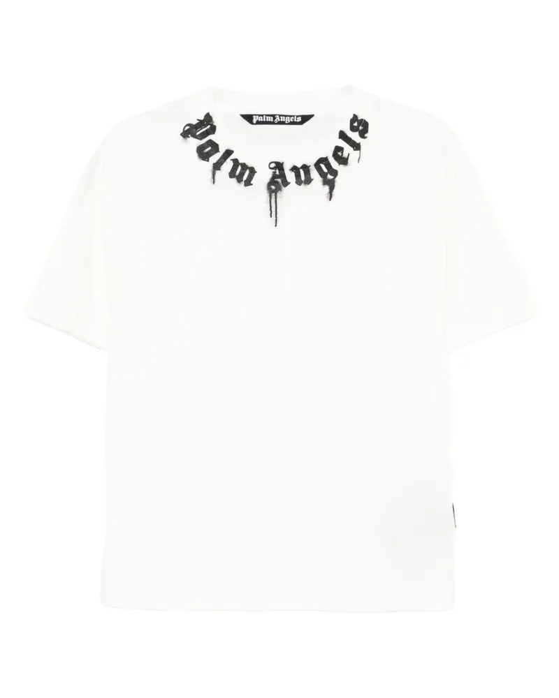 Palm Angels Logo Baumwoll -T -Shirt White