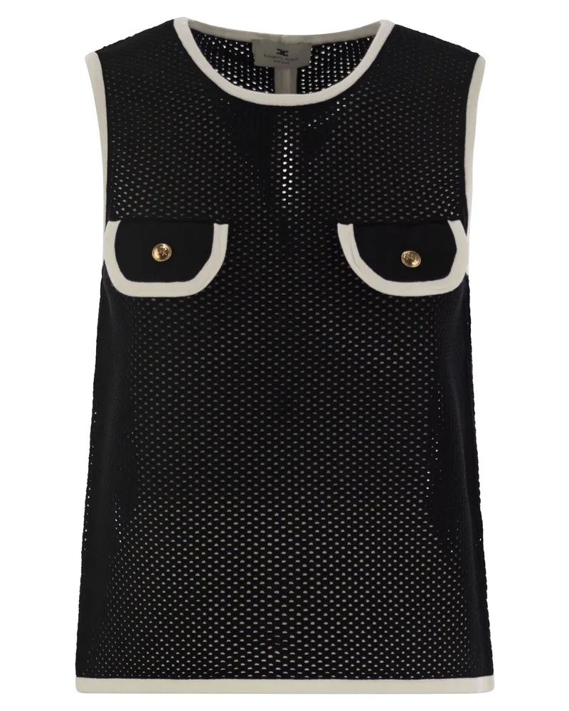 Elisabetta Franchi ärmellose Mesh Top Black