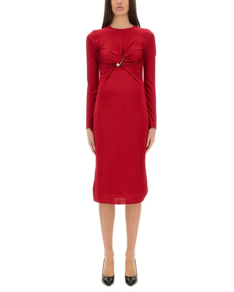 Versace Sicherheitsnadel" Midi Kleid Red
