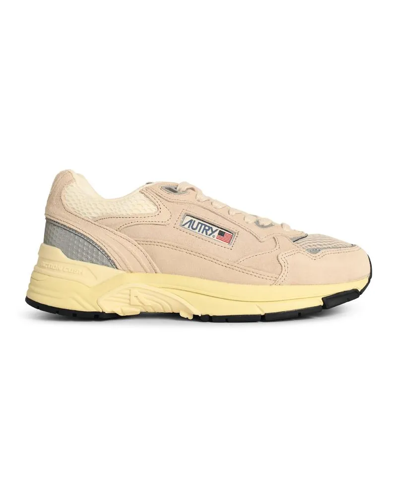 AUTRY Hyperway Low' Sandand Silver Mesh und Wildleder -Turnschuhe Ivory