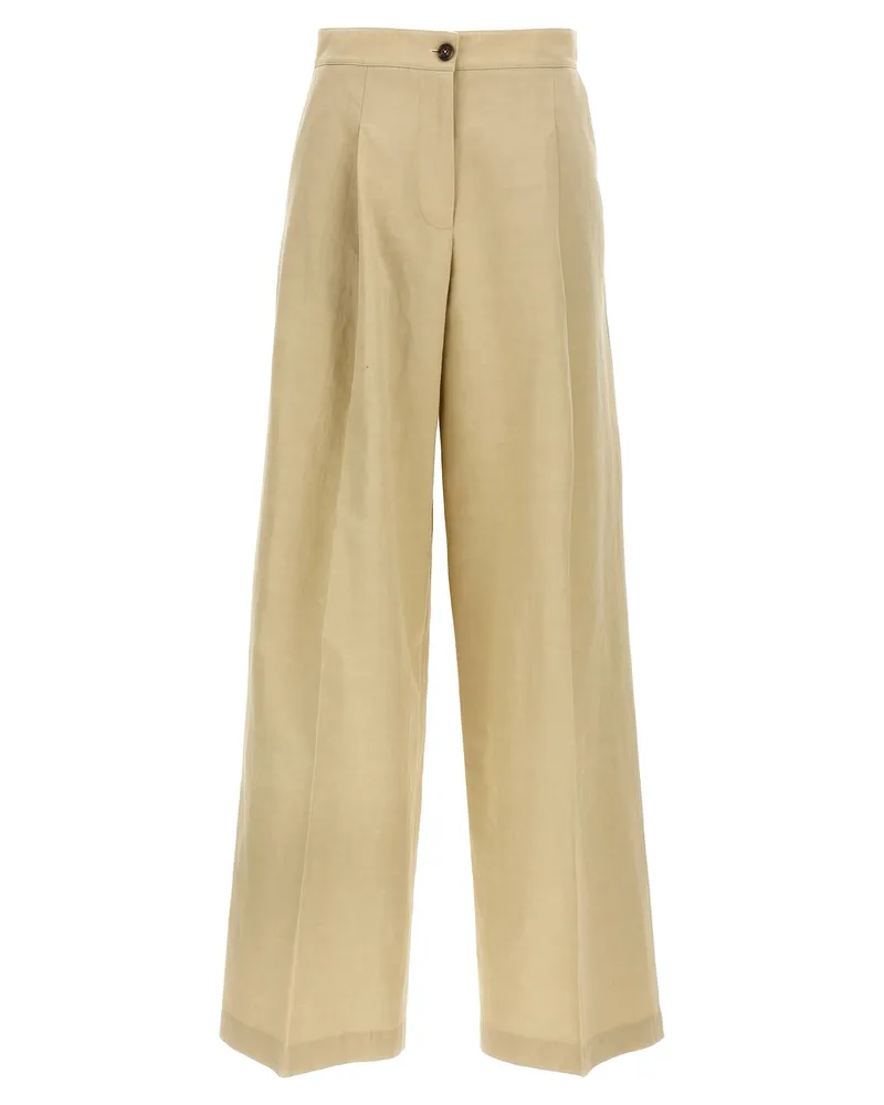 Yves Salomon Leinenhose Beige
