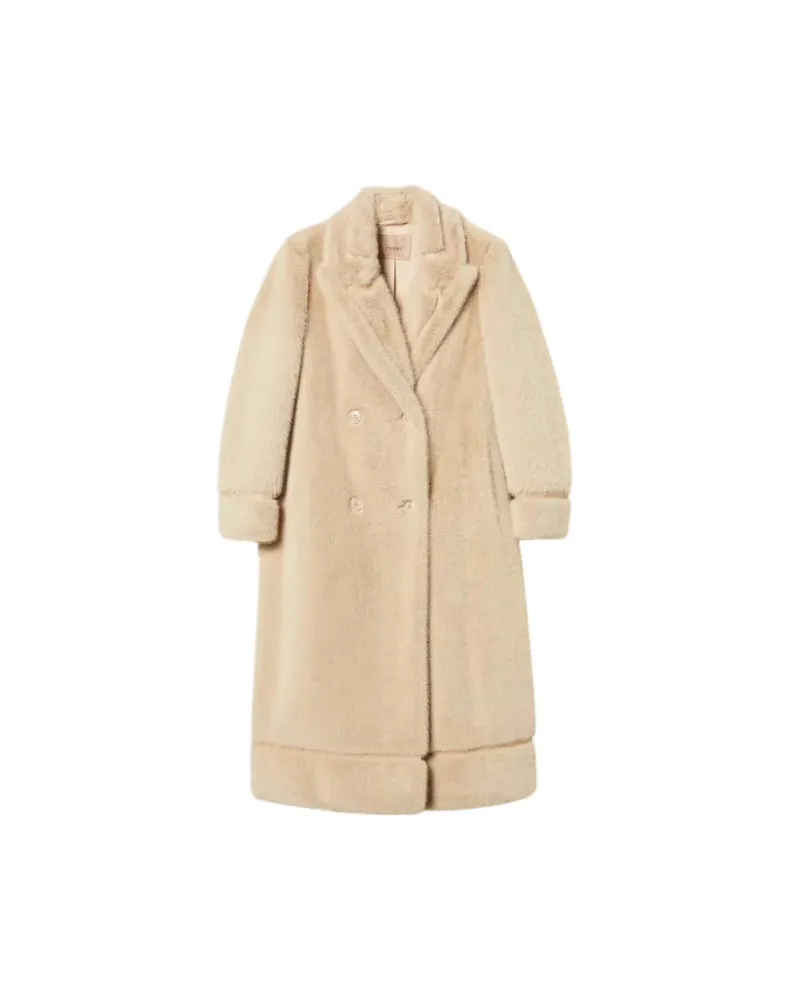 Twin-Set Zweireihiger Twin-Set-Mantel Natural