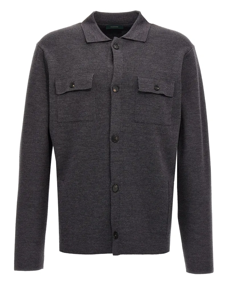 Zanone Woll -Strickjacke Gray