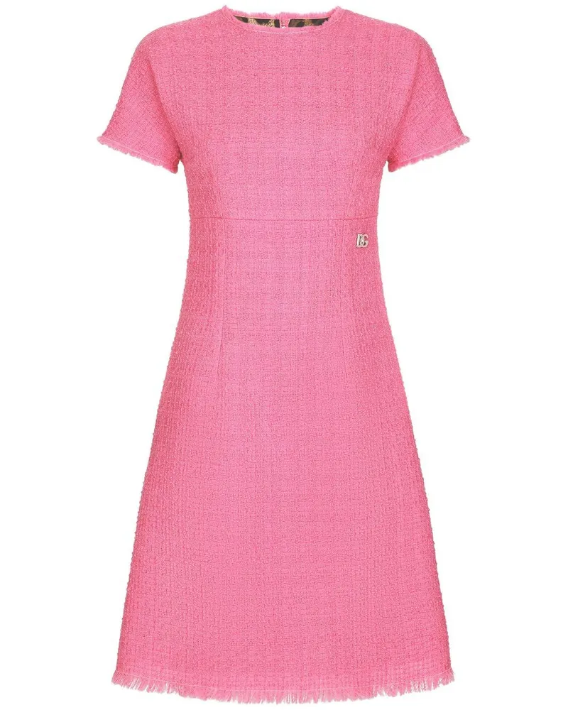 Dolce & Gabbana Rachel Tweed Kleid mit DG -Logo Pink
