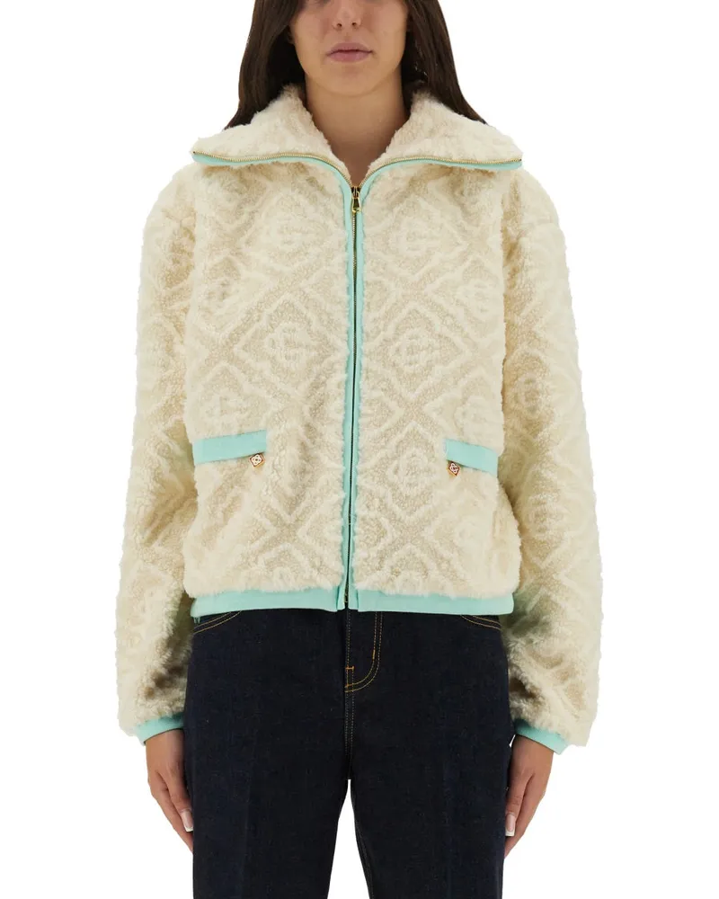 Casablanca Paris Monogrammed Fleecejacke White