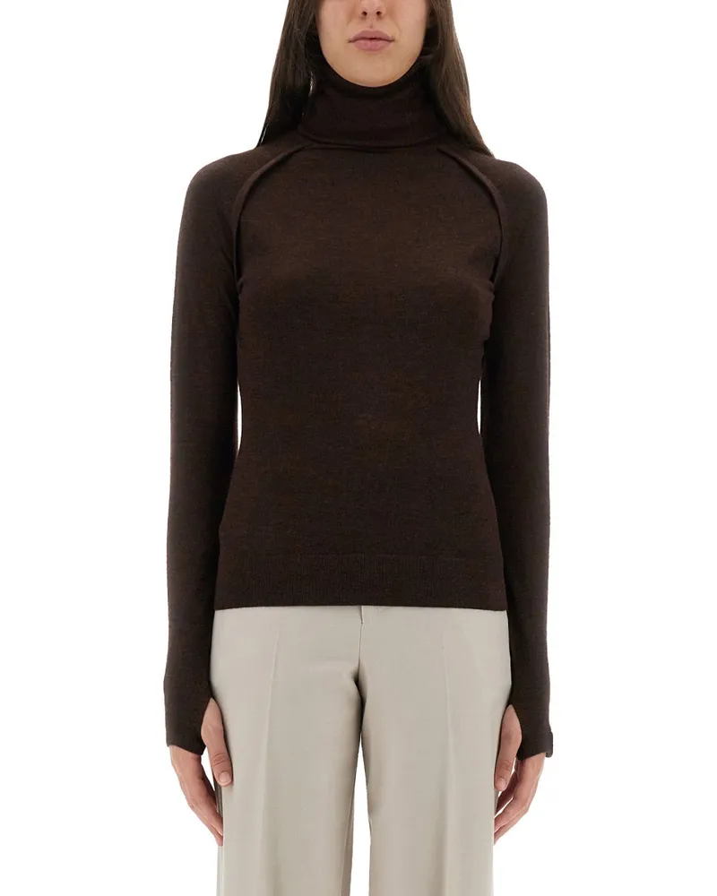 Victoria Beckham Rollkragenpullover Hemd Brown