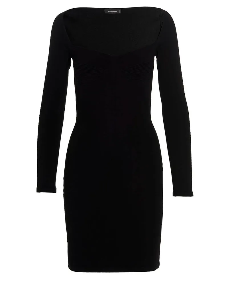 Dsquared2 geripptes Viskose -Kleid Black