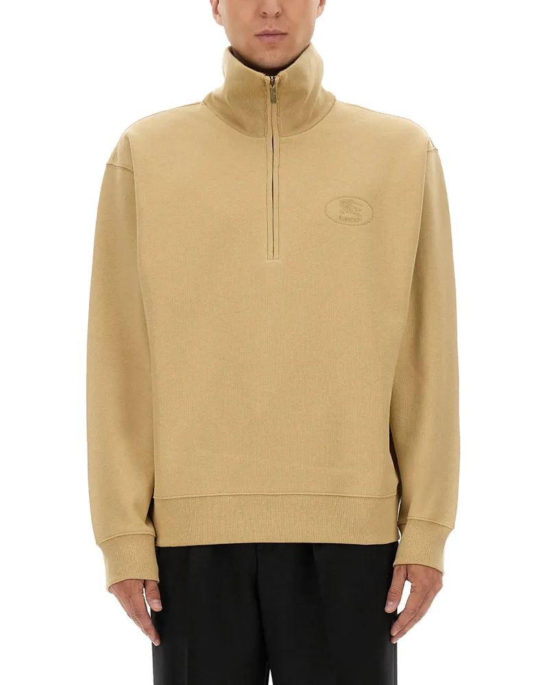 Burberry Halb -Zipper -Sweatshirt Beige