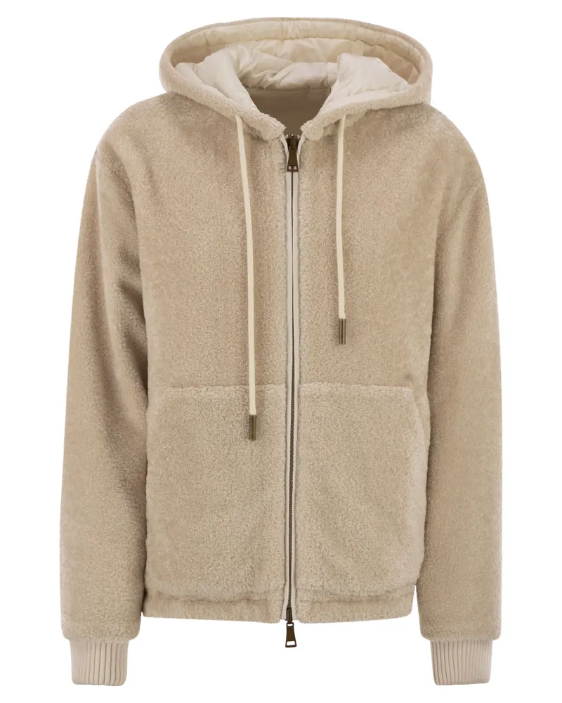 Moncler Wendbares, gepolstertes -Sweatshirt mit Kapuze Natural