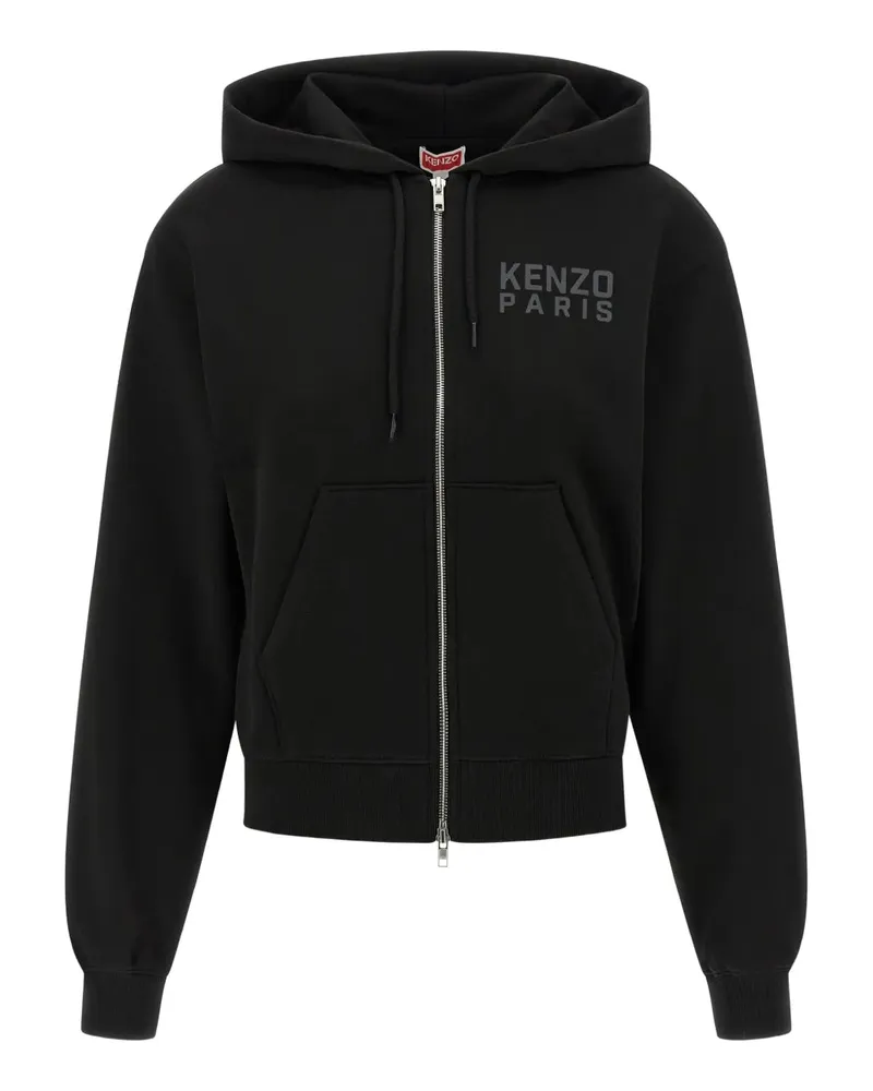 Kenzo Happy Tiger Zip Up Hoodie Black