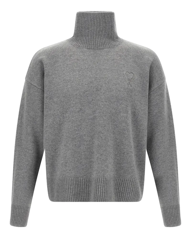 AMI Paris Puff -Logo -Pullover Gray