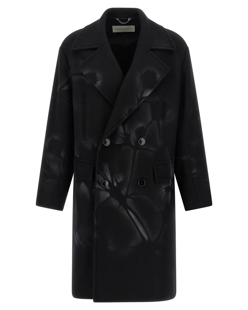 Dries van Noten Trocknen Van Note Doppelbrustmantel Black