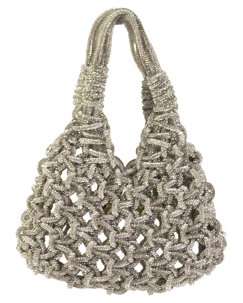 HIBOURAMA Vannifique Mini-Juwelentasche mit Kristallen besetzt Silver