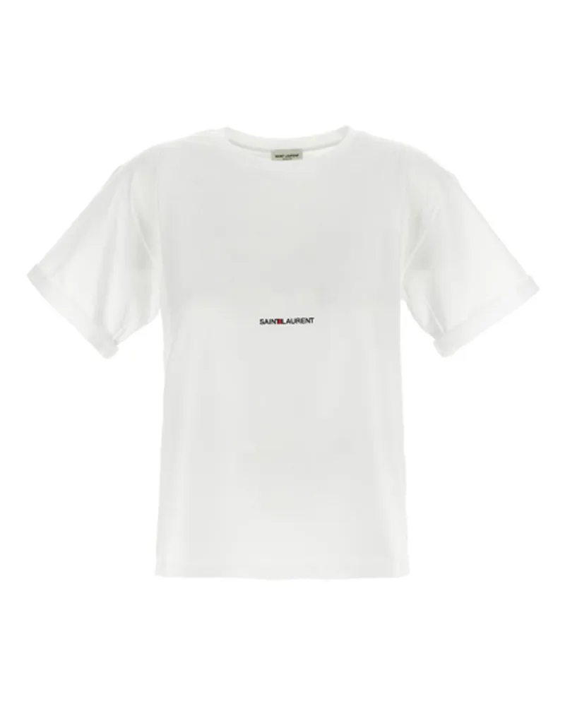 Saint Laurent Cotton Logo T -Shirt White