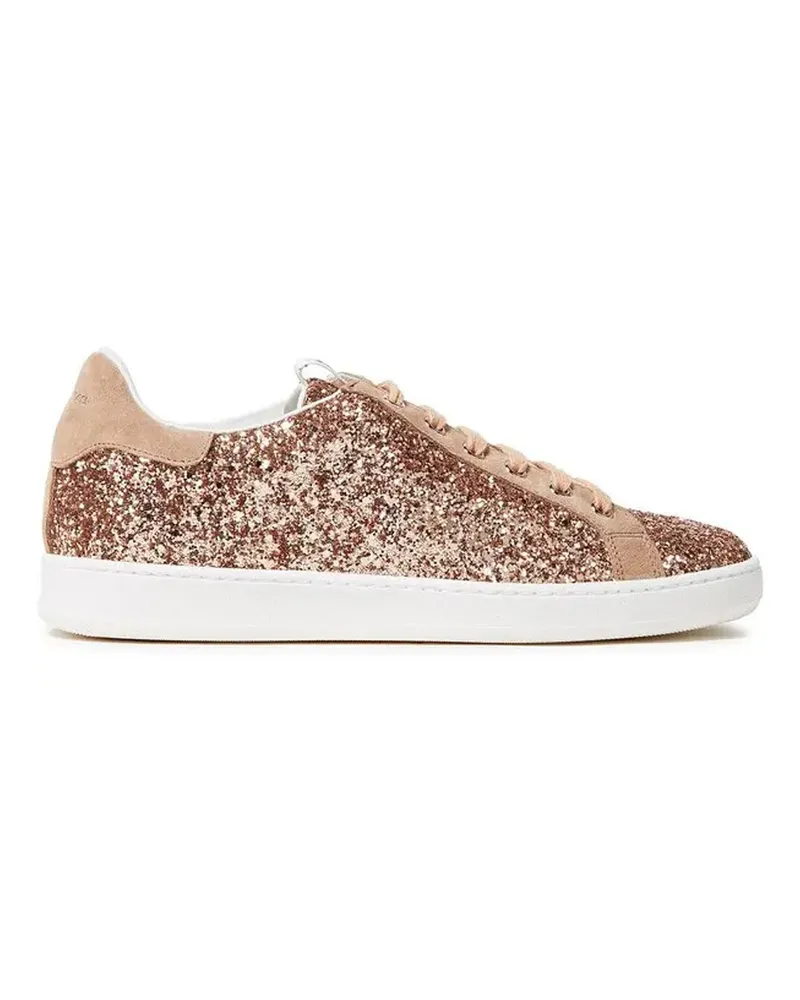 Sergio Rossi glitzerte gewebte Turnschuhe Rose