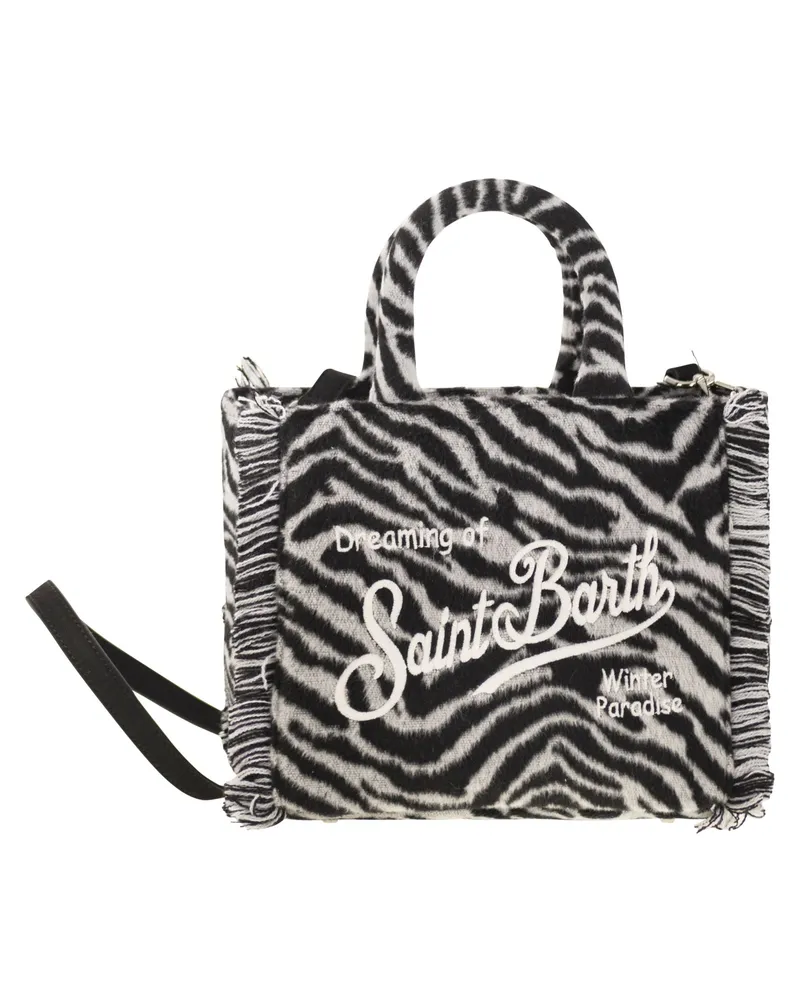 MC2 Saint Barth Vanity Mini Zebra Print Woll Mischtasche White