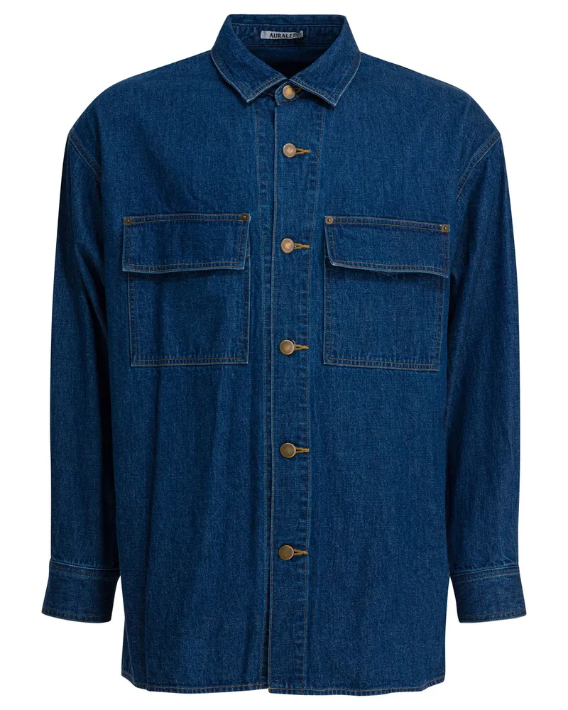 AURALEE Selvedge Oz“-Shirt Blue