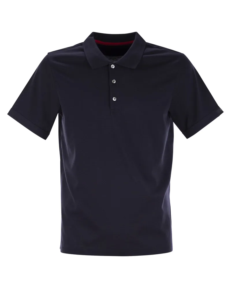 Fay Short Sleeved Baumwoll -Polo -Hemd Blue