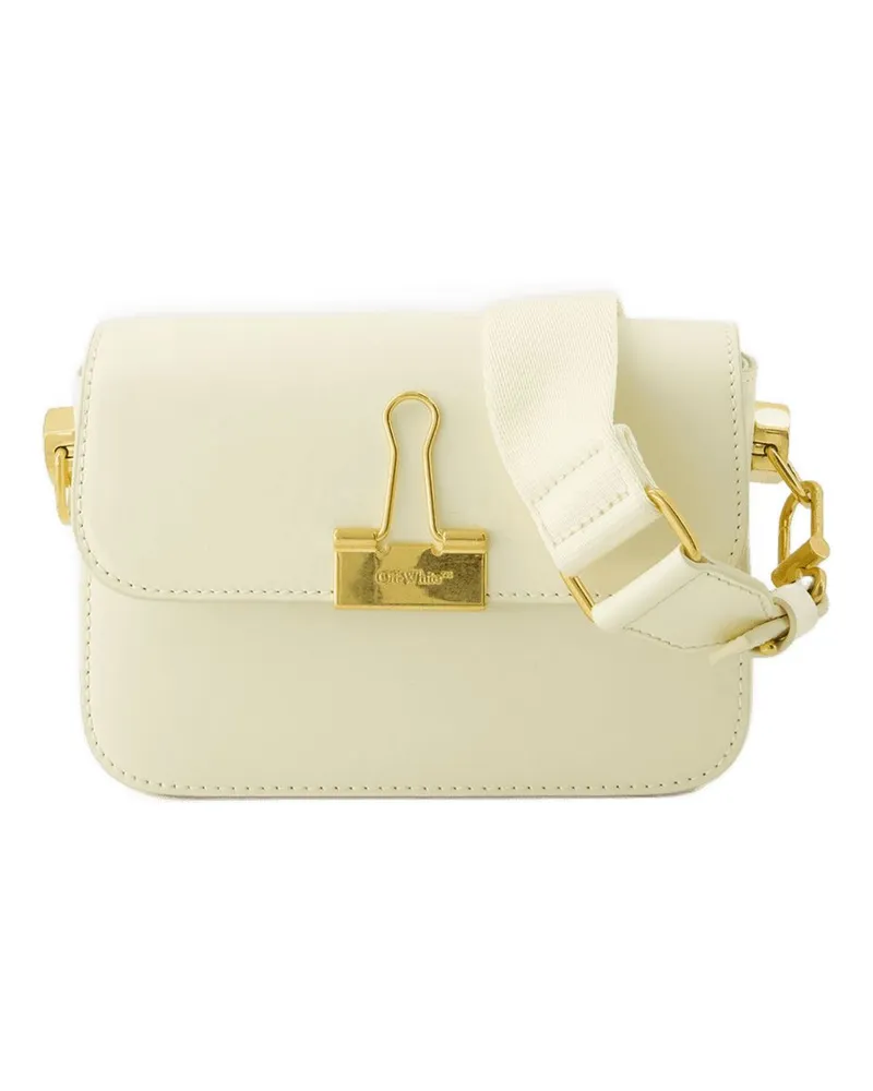OFF-WHITE Hobo Plain Binder Tasche aus weißem Leder beige Beige