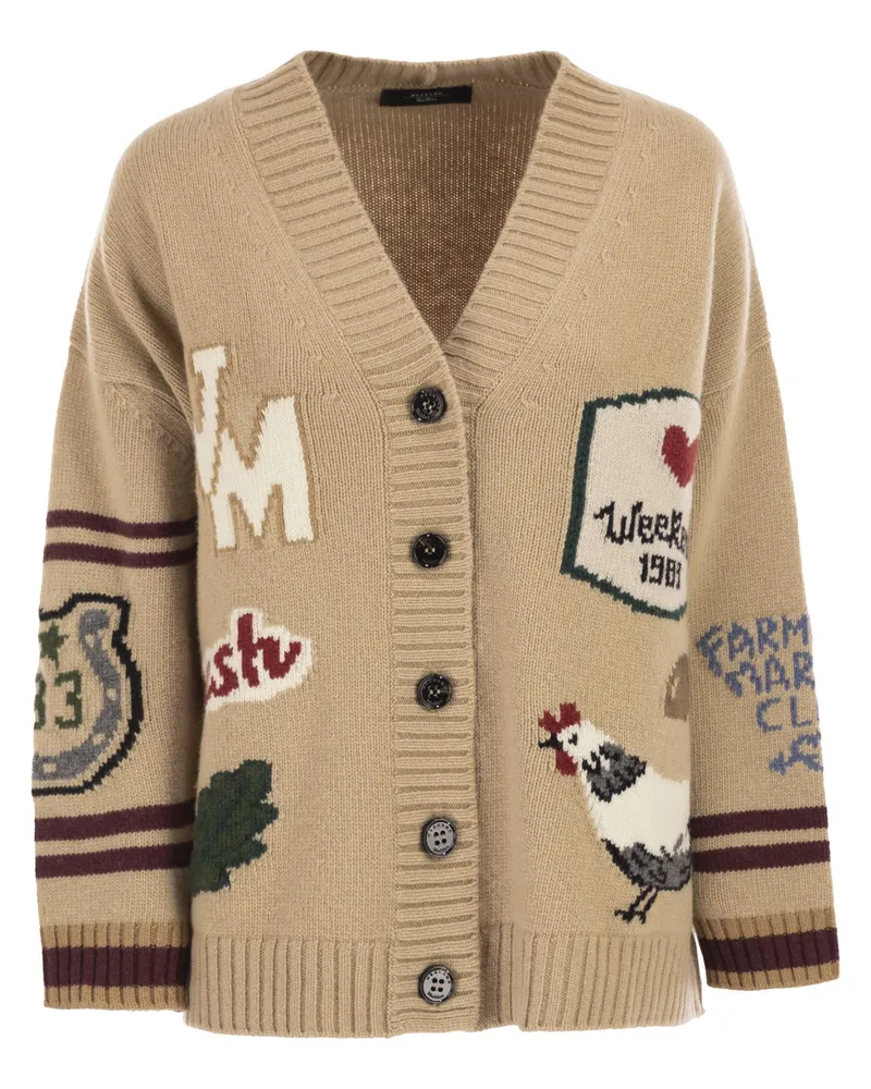 Weekend Max Mara Belgio Over-Cardigan aus Wollgarn Beige