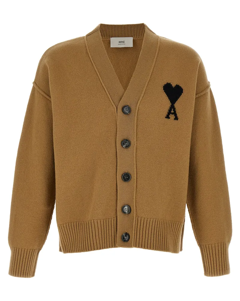 AMI Paris Ami de Coeur' Strickjacke Beige