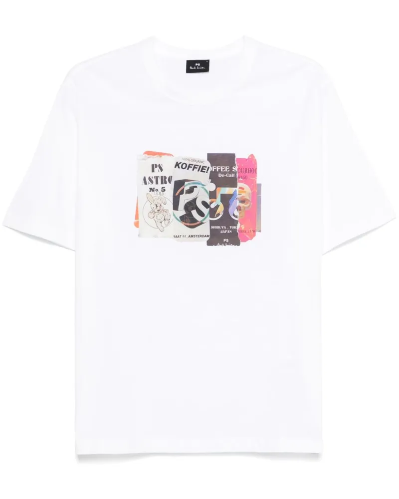 Paul Smith Cut & amp; Paste Baumwoll -T -Shirt einfügen White