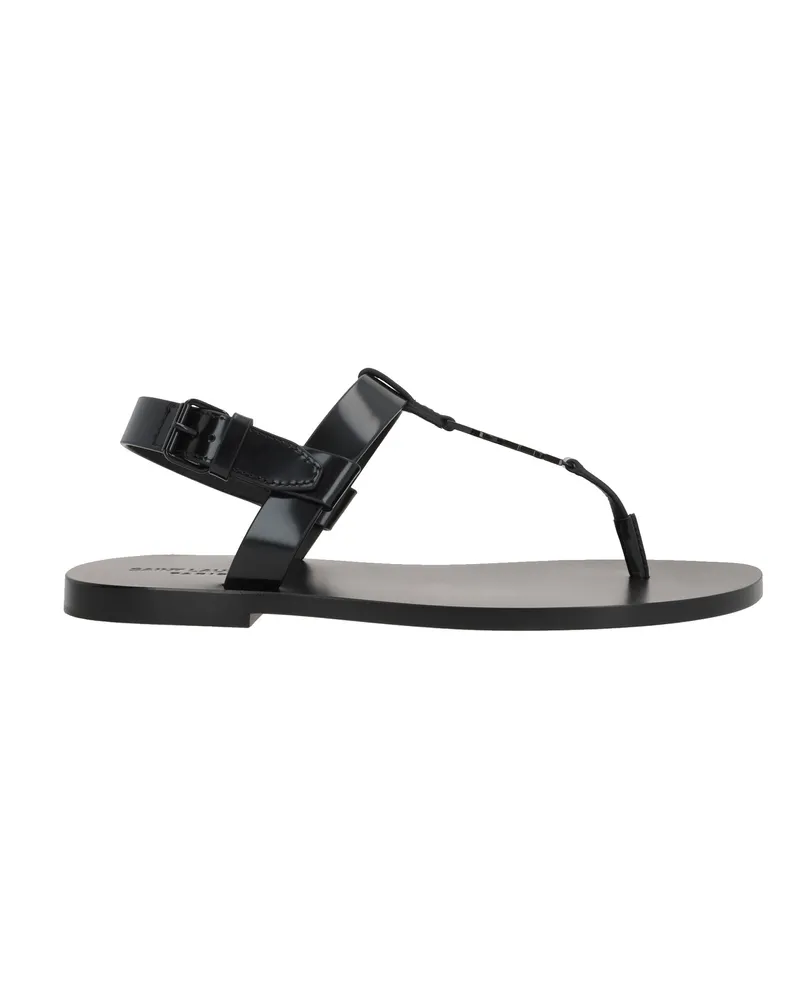 Saint Laurent Cassandre 05 Flache Sandalen Black