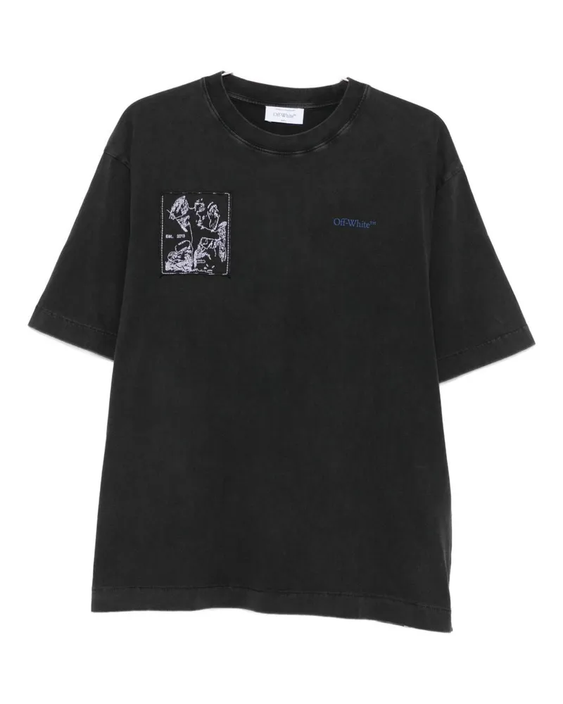 OFF-WHITE Faded Malerei Skate -Baumwoll -T -Shirt Black