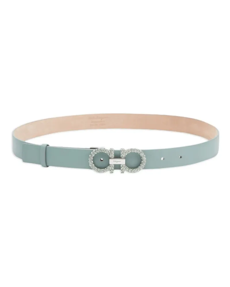 Ferragamo Lederkristallgürtel Green