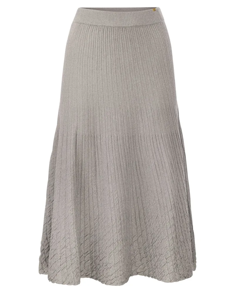 Elisabetta Franchi metallisiert Viskose Midi Rock Grey