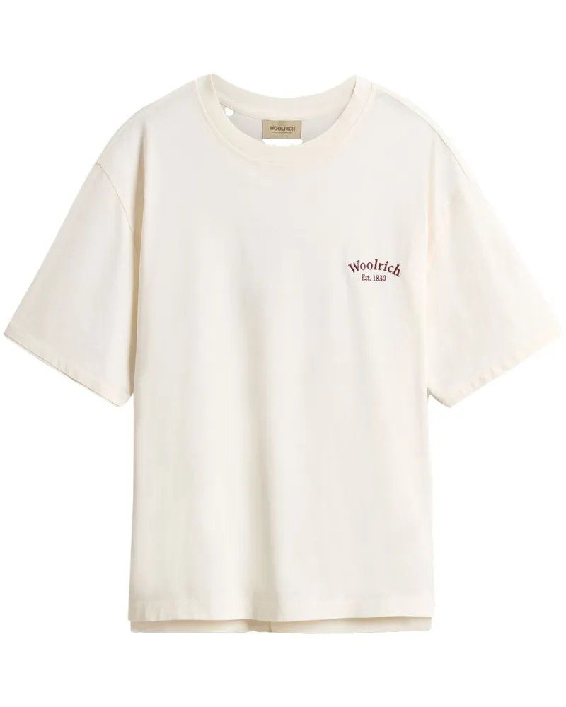 Woolrich Logo Baumwoll -T -Shirt White