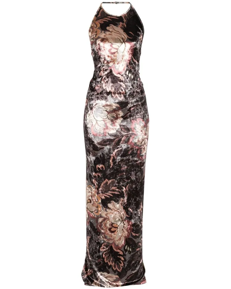 Etro gedrucktes langes Kleid Black