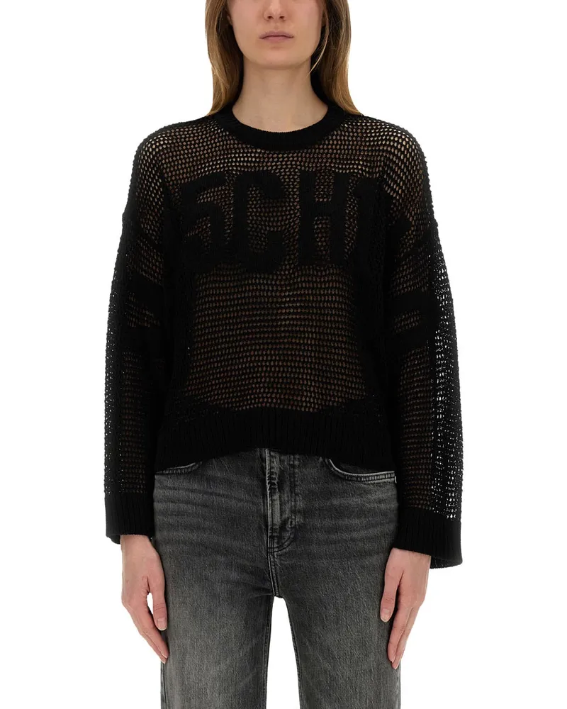 Moschino Moschino -Jeans -Netzhemd mit Logo Black