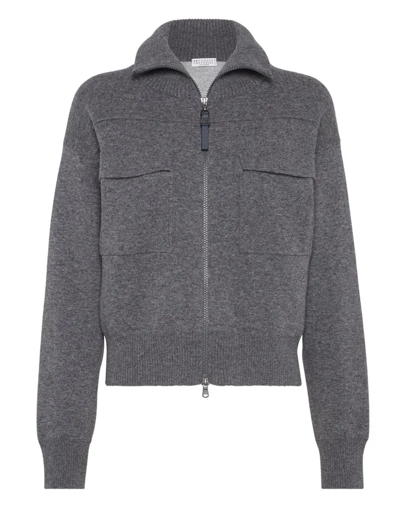 Brunello Cucinelli Kaschmir -Strickjacken mit Reißverschluss Grey