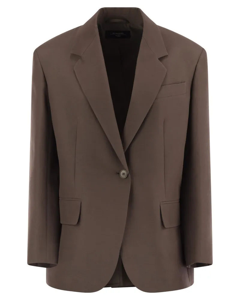 Max Mara Floc -Baumwollmischung über Blazer Chocolate