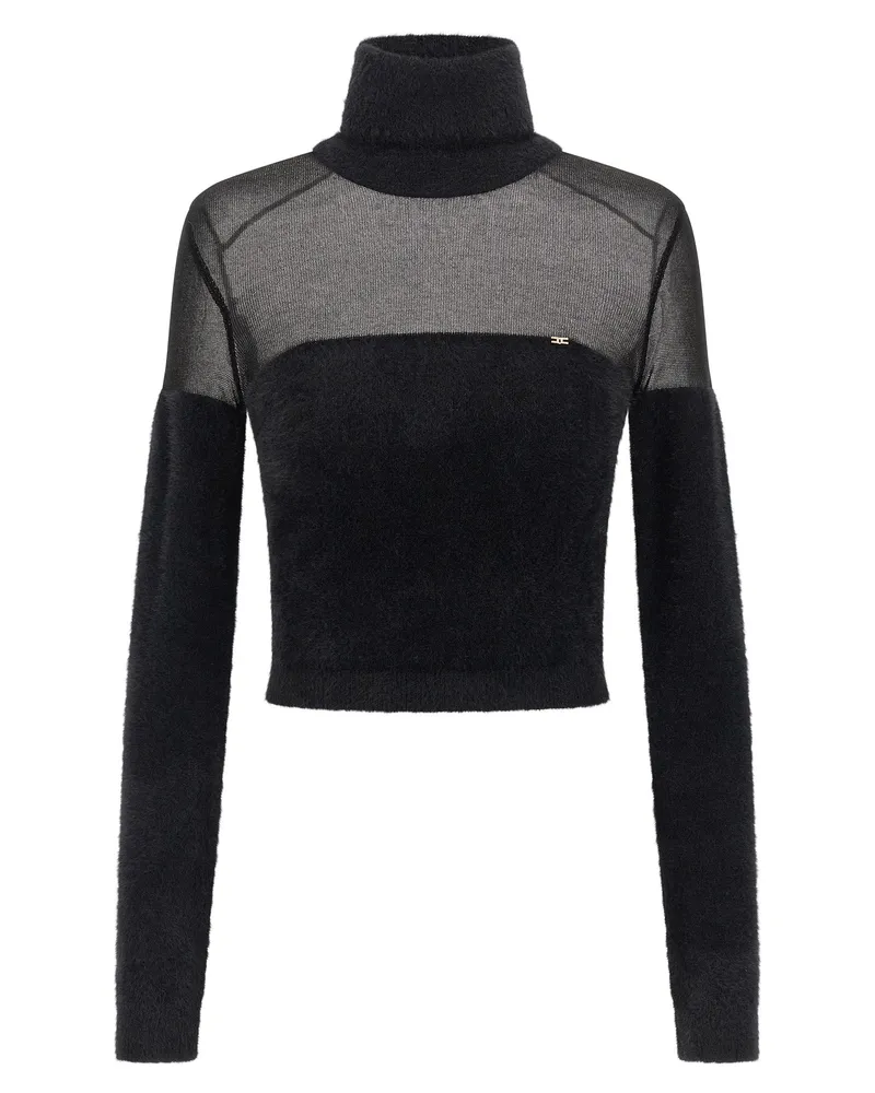 Elisabetta Franchi Rollkragenpullover mit gebürstetem Einsatz von Black