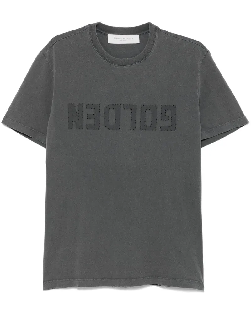 Golden Goose Logo Baumwoll -T -Shirt Grey