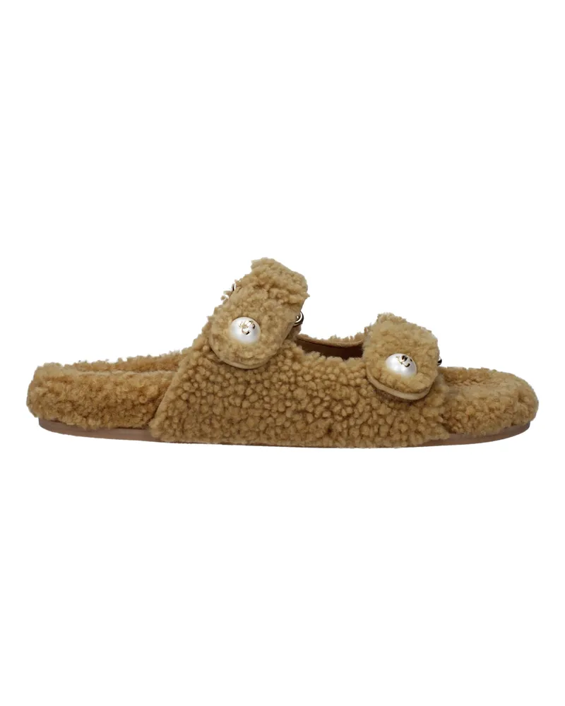 Jimmy Choo Pantoffeln und Hufe Fayence Frau Stoff braun -