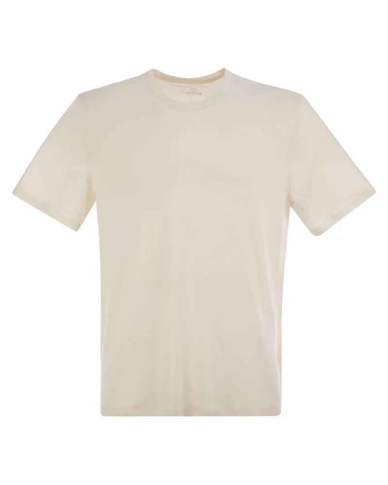 Majestic Majestätische Crew -Nacken und kurzarmes T -Shirt in Leinen Cream