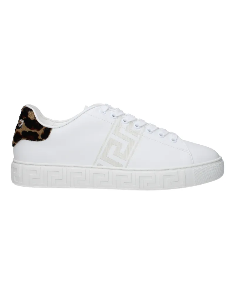 Versace Sneakers Greca Herrens Weißes Leder -