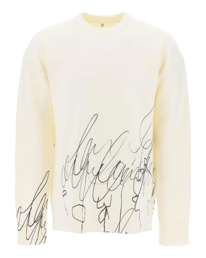 OAMC Scribble Print Woll Cotta Pullover White