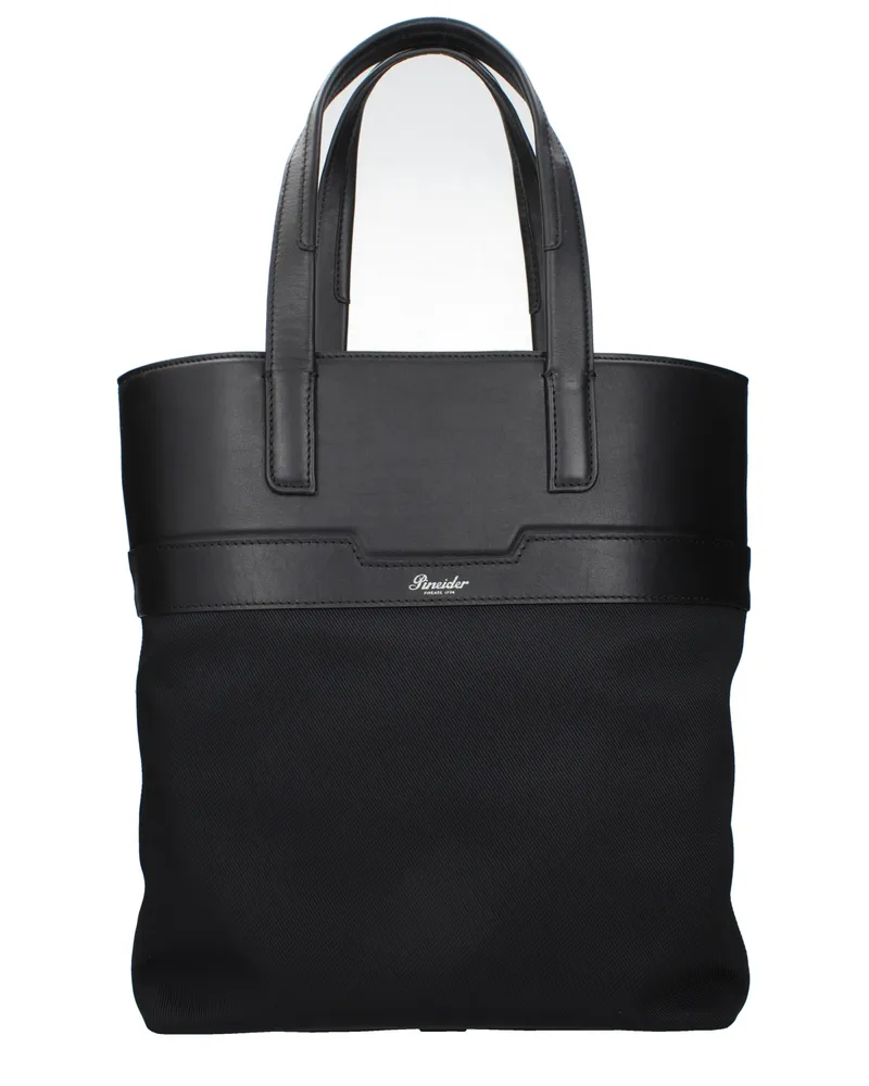 Pineider Herrens Umhängetaschen aus schwarzem Stoff -