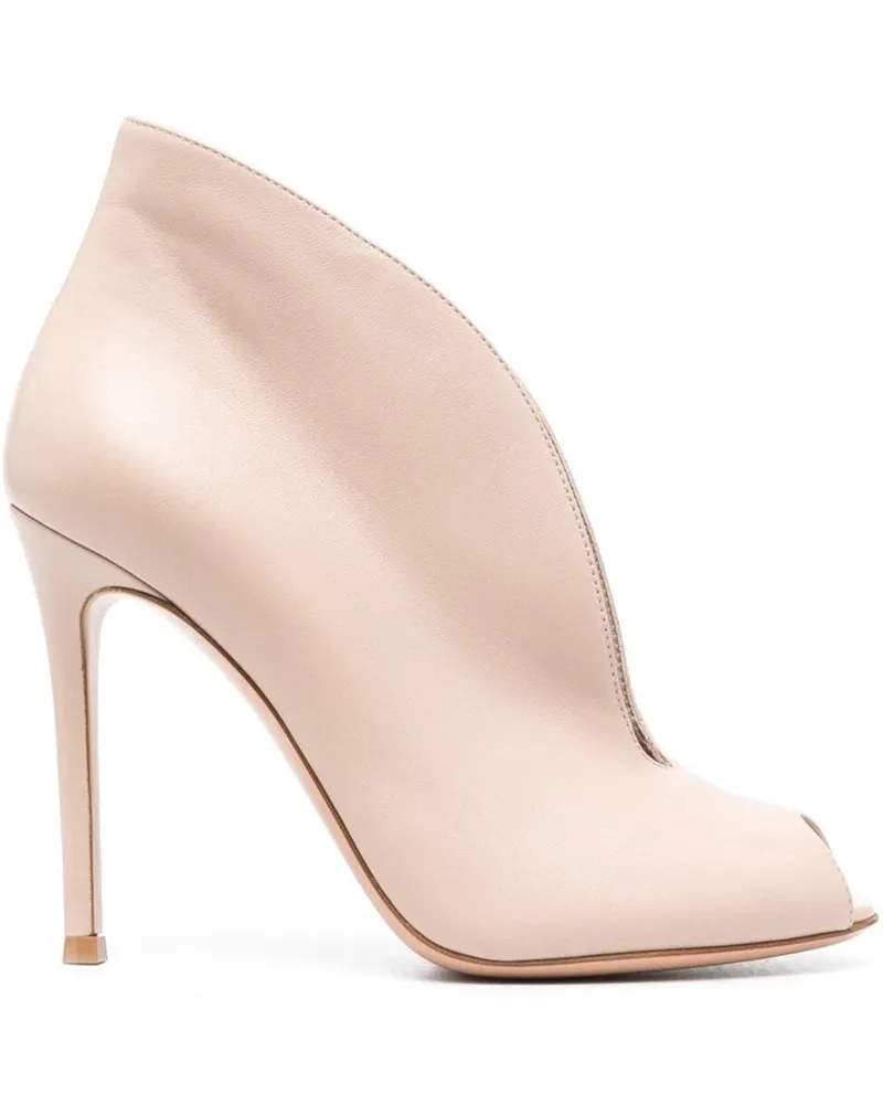 Gianvito Rossi Open Toe Leder Ferse Knöchelstiefel Powder