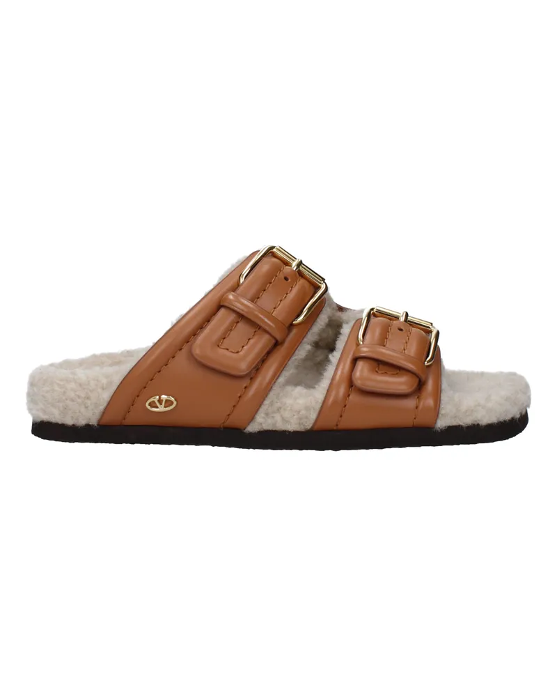 Valentino Garavani Pantoletten und Clogs Damens Leder Braun/Mandel -