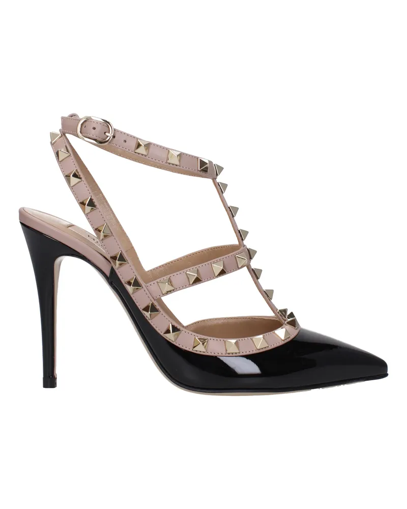 Valentino Garavani Rockstud Sandalen Damens Glänzendes Schwarz/Altrosa -