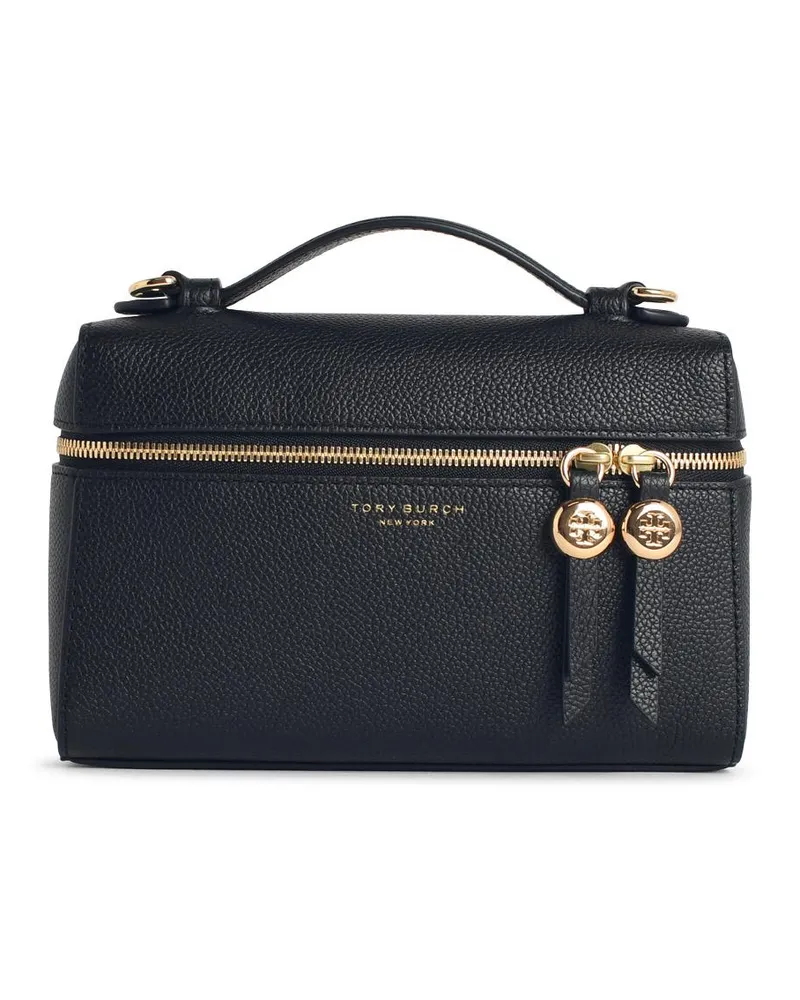Tory Burch Romy Slim Mini“-Tasche mit schwarzem Lear-Griff oben Black