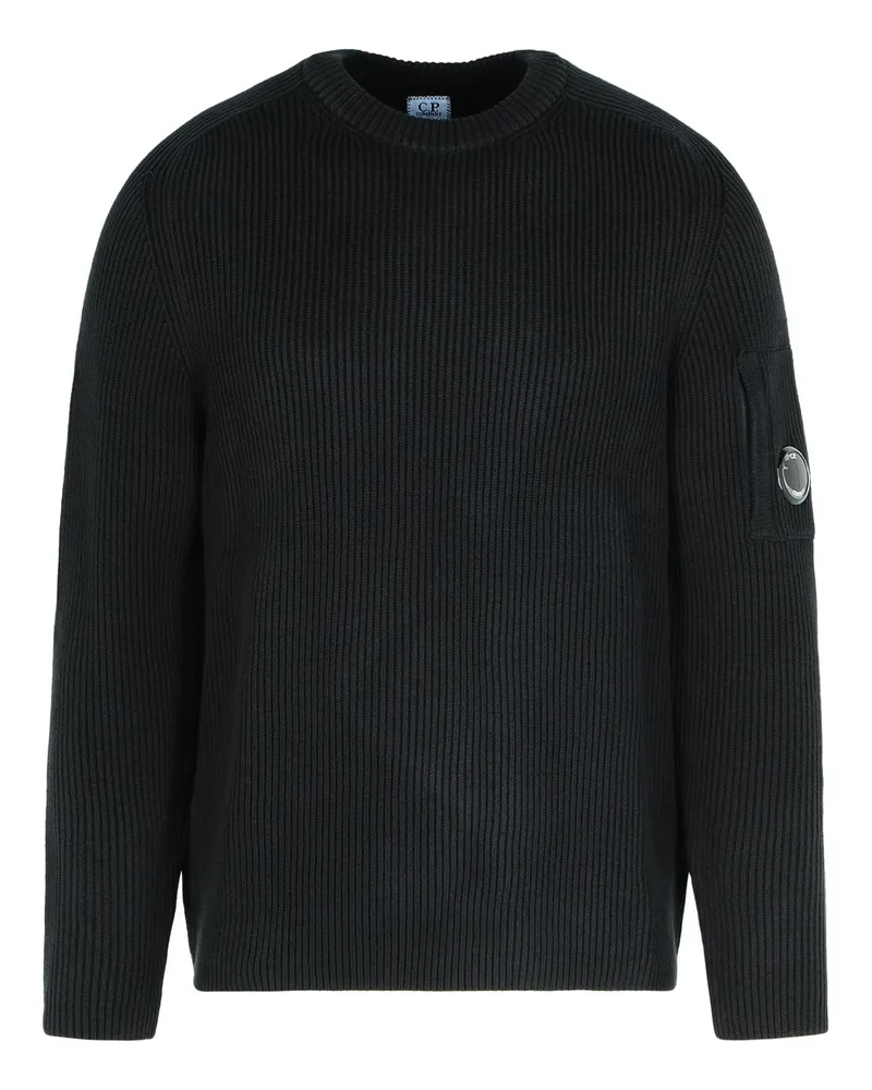 C.P. Company C.P. Firma 'Full Rib' schwarzer Baumwollmischpullover Black